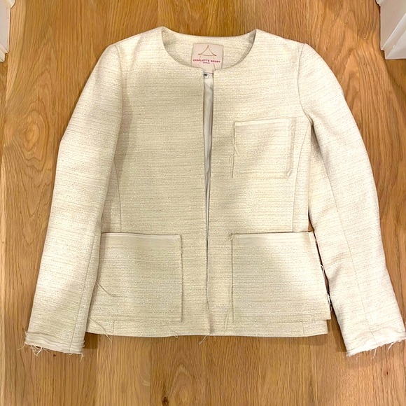 Charlotte Brody Jackets & Blazers - Charlotte Brody Ivory Metallic Blazer